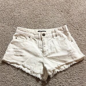 Billabong White Distressed Jean Shorts